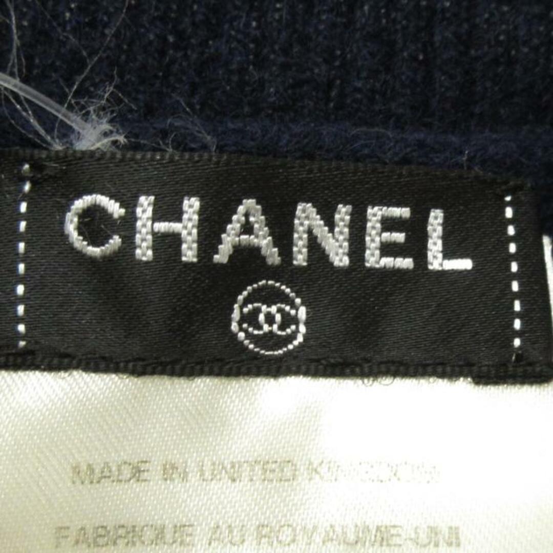 CHANEL(シャネル)のCHANEL(シャネル) ワンピース サイズ34 S レディース - P41974 ネイビー×ボルドー ゴールド金具/長袖/P41(2011年代)/ボーダー カシミヤ レディースのワンピース(その他)の商品写真