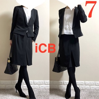 ICB - icb 23区同社　洗える　高級　スーツ  黒　7 アイシービー　オンワード　S