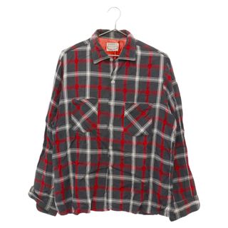 アロー(ARROW)のARROW アロー  60s VINTAGE ARROW HUNTER CHECKS ヴィンテージ カナダ製 オープンカラー マドラスチェック 長袖シャツ ブラック/レッド(シャツ)