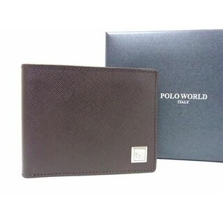 ■新品■未使用■ POLO WORLD ポロワールド レザー 二つ折り 財布 ウォレット メンズ レディース ブラウン系 BE9741 (折り財布)