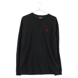 ポロラルフローレン(POLO RALPH LAUREN)のPOLO RALPH LAUREN ポロラルフローレン ロゴ刺繍デザイン クラシックフィット クルーネック ロングスリーブカットソー 長袖Tシャツ ブラック(Tシャツ/カットソー(七分/長袖))