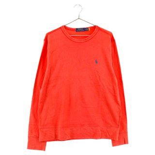 ポロラルフローレン(POLO RALPH LAUREN)のPOLO RALPH LAUREN ポロラルフローレン ロゴ刺繍デザイン クルーネック ロングスリーブカットソー 長袖Tシャツ レッド(Tシャツ/カットソー(七分/長袖))