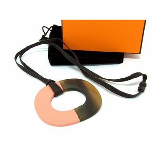 エルメス(Hermes)の■極美品■ HERMES エルメス イスム バッファローホーン×ラッカー ペンダント ネックレス アクセサリー ブラウン系×オレンジ系 AV5868 (ネックレス)