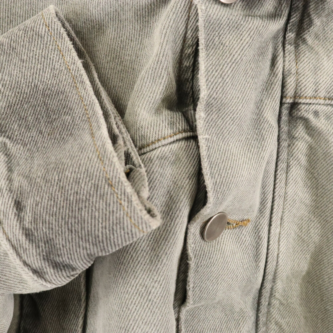 424 フォートゥーフォー ダメージ加工 ジップアップ デニム モッズコート ロングコート グレー メンズのジャケット/アウター(モッズコート)の商品写真