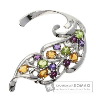 SELECT JEWELRY マルチカラーストーン ダイヤモンド ブローチ K18WG レディース(ブローチ/コサージュ)