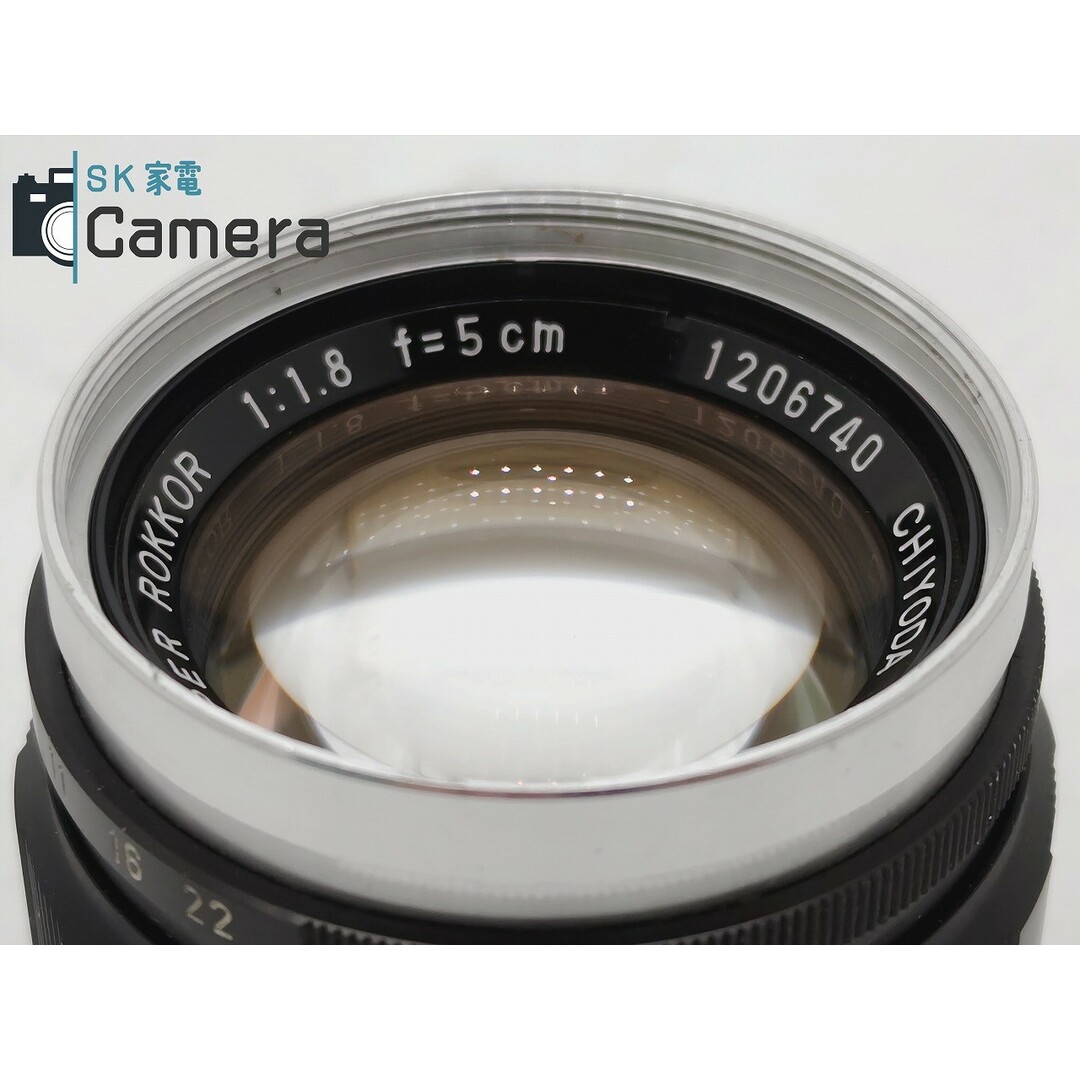 KONICA MINOLTA(コニカミノルタ)の千代田光学 SUPER ROKKOR 5cm F1.8 L39 2024年2月清掃 ミノルタ フード フィルター付 スマホ/家電/カメラのカメラ(レンズ(単焦点))の商品写真