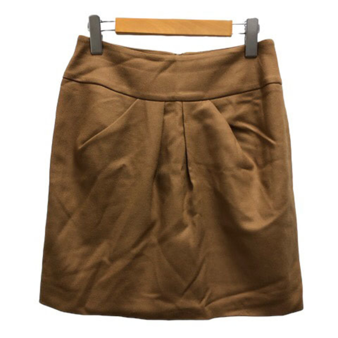 Noble(ノーブル)のノーブル スカート 台形 フレア ウール混 裏地 膝丈 38 茶 レディース レディースのスカート(その他)の商品写真