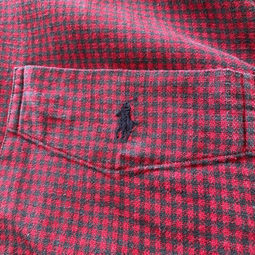 Ralph Lauren(ラルフローレン)のラルフローレン　ヴィンテージボタンダウンシャツ　ギンガムチェック　レッド　L メンズのトップス(シャツ)の商品写真