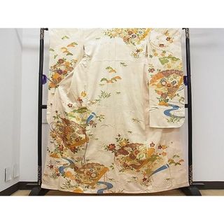 平和屋1■豪華振袖　駒刺繍　流水檜扇花文　金彩　逸品　ch5867(振袖)