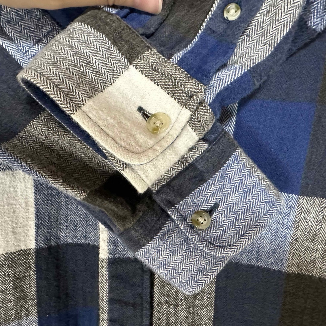 SINGLE  TRACKMIND　メンズ　チェックシャツ　M　ブルー系　長袖 メンズのトップス(シャツ)の商品写真