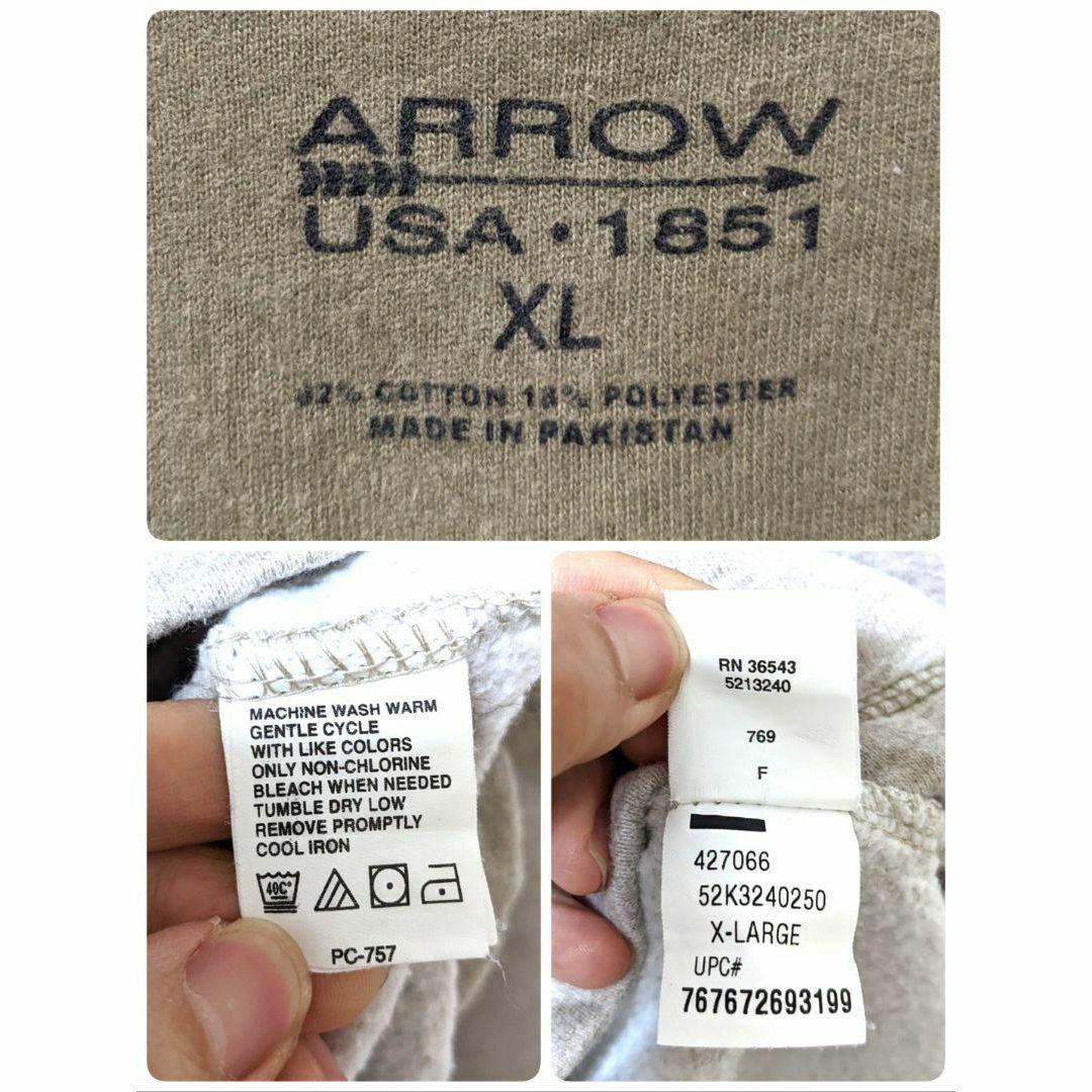 ARROW(アロー)のアロー 袖先ロゴ刺繍 スウェットトレーナー ベージュグレーXL 古着 その他のその他(その他)の商品写真