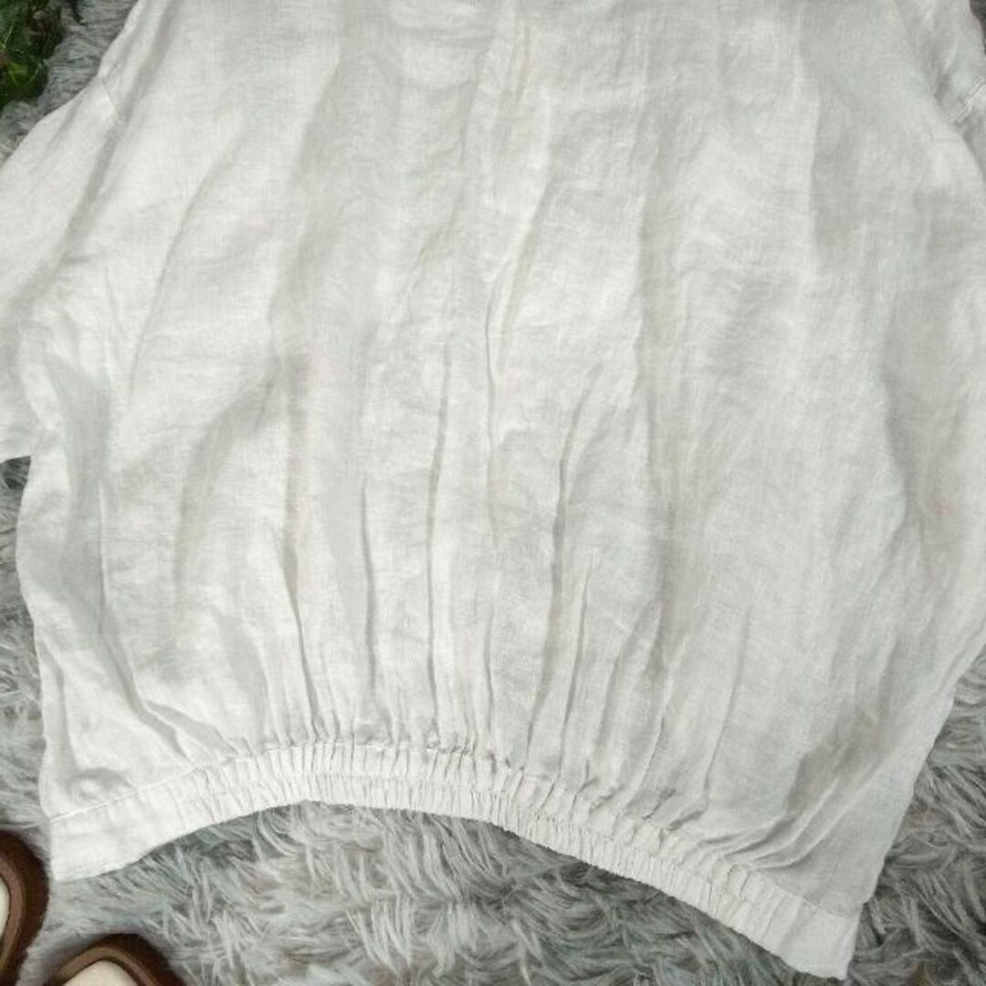 nest Robe(ネストローブ)のネストローブ◎リネン ブラウス(F)七分袖 オーバーシャツ クルーネック レディースのトップス(シャツ/ブラウス(長袖/七分))の商品写真