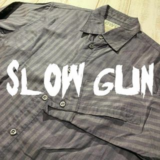 スロウガン(SlowGun)の【SLOW GUN】スロウガン ストライプ長袖シャツ ブラウン サイズ3(シャツ)