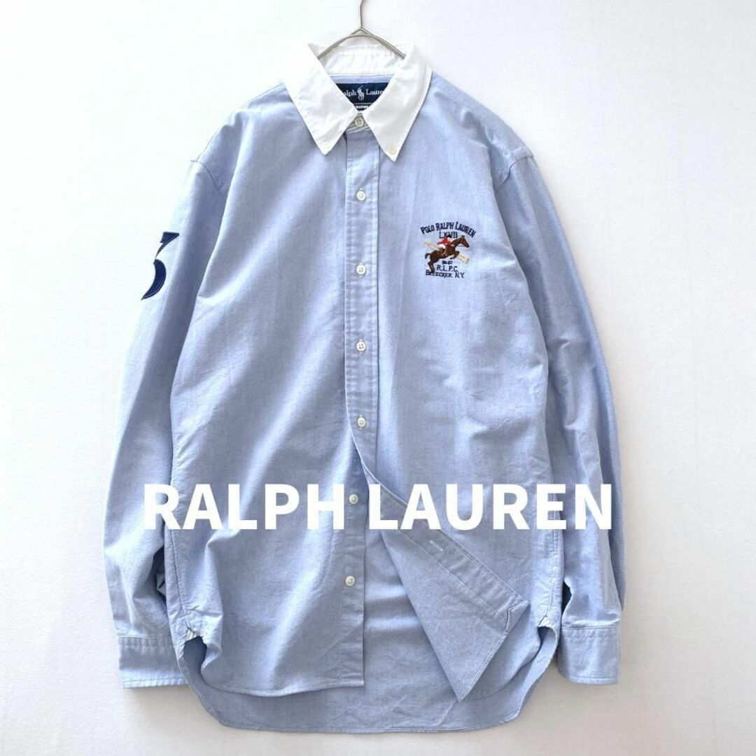 Ralph Lauren(ラルフローレン)のラルフローレン　ヴィンテージ ボタンダウンクレリックシャツ　ポニー刺繍　青　M メンズのトップス(シャツ)の商品写真