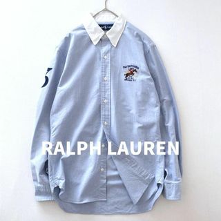 ラルフローレン(Ralph Lauren)のラルフローレン　ヴィンテージ ボタンダウンクレリックシャツ　ポニー刺繍　青　M(シャツ)