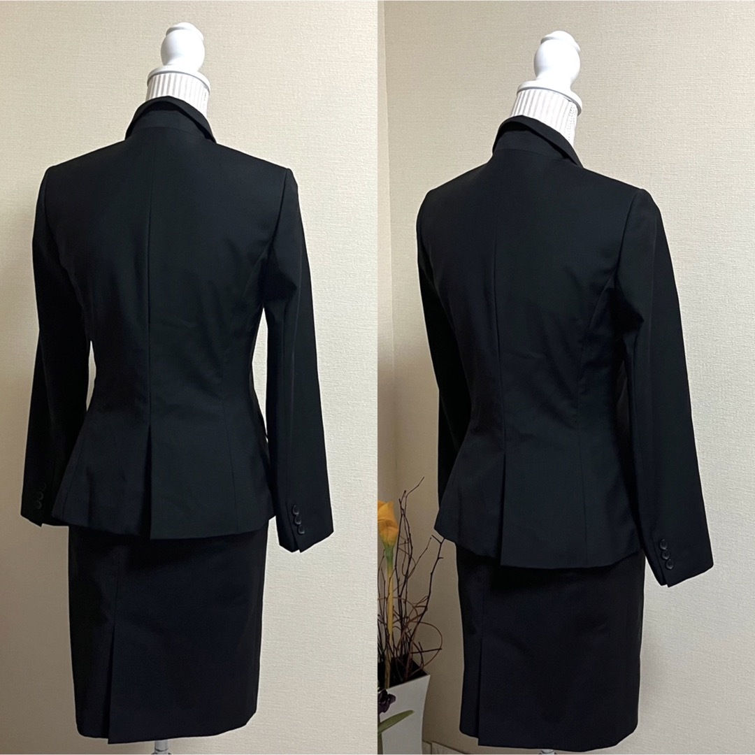 COMME CA DU MODE(コムサデモード)のコムサデモード　高級　通年ウール　洗える　セットアップ　スーツ 7号　S 黒 レディースのフォーマル/ドレス(スーツ)の商品写真