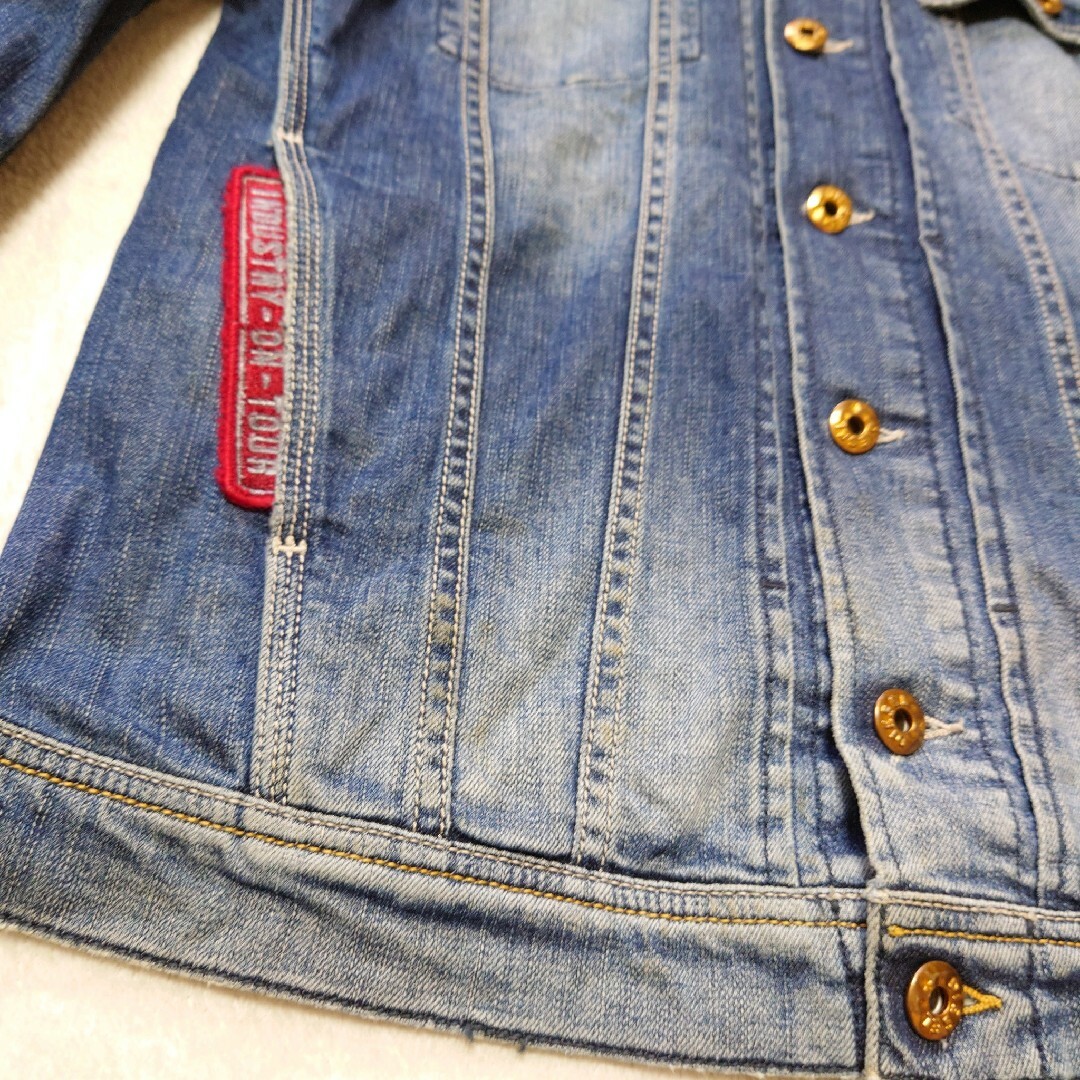 DIESEL(ディーゼル)の希少デザイン　ディーゼル　デニムジャケット　ワッペン　ロゴ刻印ボタン　レザー メンズのジャケット/アウター(Gジャン/デニムジャケット)の商品写真