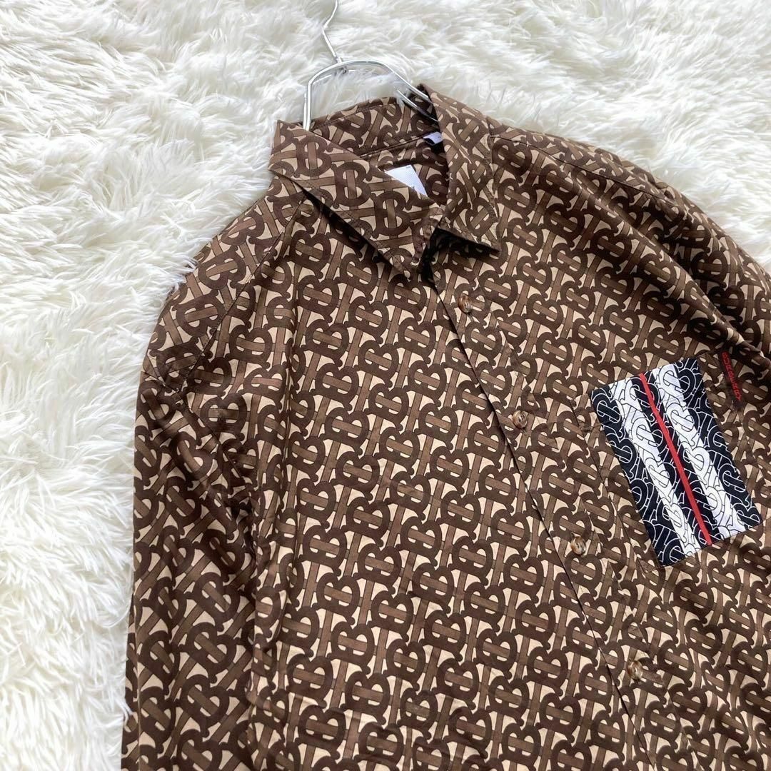 BURBERRY(バーバリー)のL 現行 バーバリー モノグラム TBロゴ シャツ 長袖 ブラウン 万能シャツ メンズのトップス(シャツ)の商品写真