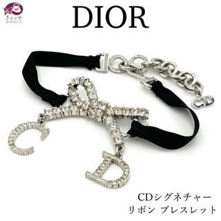 クリスチャンディオール(Christian Dior)のDIOR CDシグネチャー ロゴ リボン ブレスレット ラインストーン ジルコン(ブレスレット/バングル)