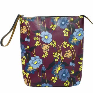 Marni - 本物 マルニ MARNI フラワー 花柄 クラッチバッグ セカンドバッグ PVC ボルドー マルチカラー バッグ 中古