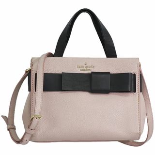 ケイトスペードニューヨーク(kate spade new york)の本物 ケイトスペード kate spade リボン 2WAY ショルダーバッグ ハンドバッグ ポシェット レザー ピンク ブラック PXRU6083 バッグ 中古(ショルダーバッグ)