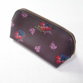 コーチ(COACH)の美品 COACH コーチ花柄 ポーチ マルチケース パープル(その他)