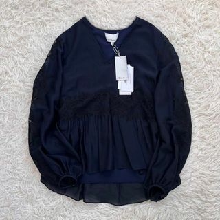 スリーワンフィリップリム(3.1 Phillip Lim)の【新品未使用】3.1 phillip lim シルク 刺繍レース 長袖ブラウス(シャツ/ブラウス(長袖/七分))