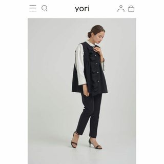 yori ヨリ ダブルクロスフリルフリルジレ 36 重ね着 ノースリーブベスト yori ヨリ ダブルクロスフリルフリルジレ 36 重ね着 ノースリーブベスト