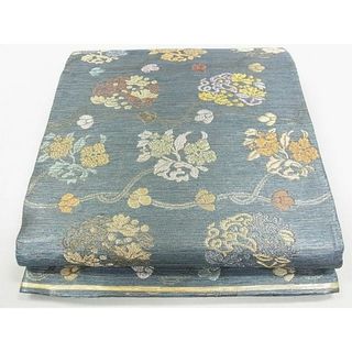 平和屋1■六通柄袋帯　草花文　金糸　逸品　ap5520(帯)