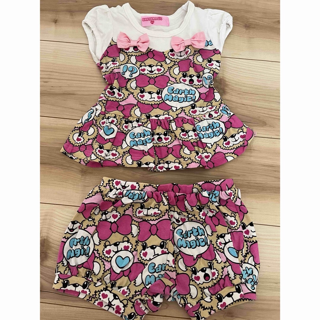 EARTHMAGIC(アースマジック)のセットアップ トップス パンツ キッズ/ベビー/マタニティのキッズ服女の子用(90cm~)(Tシャツ/カットソー)の商品写真