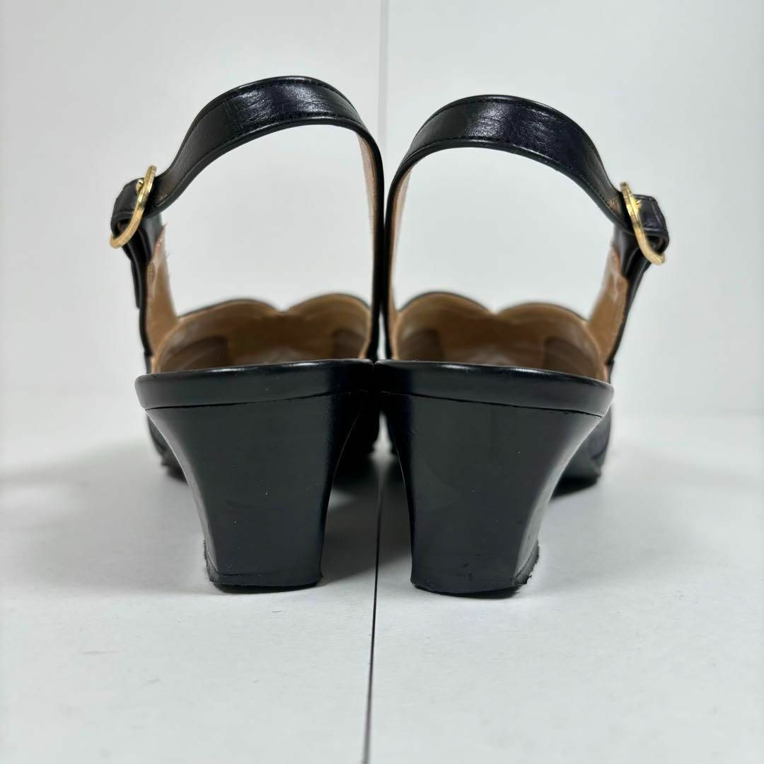 銀座ヨシノヤ(ギンザヨシノヤ)の銀座ヨシノヤ 23 オープントゥ バックストラップ サンダル 黒 レディースの靴/シューズ(サンダル)の商品写真