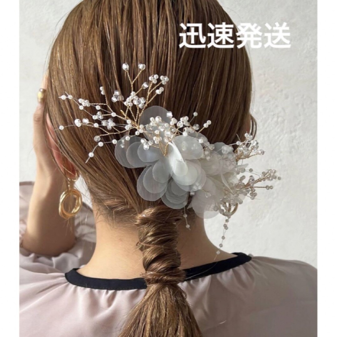 Lattice(ラティス)のlattice ラティス　【オケージョン】パールオーガンジーヘアコーム レディースのヘアアクセサリー(その他)の商品写真