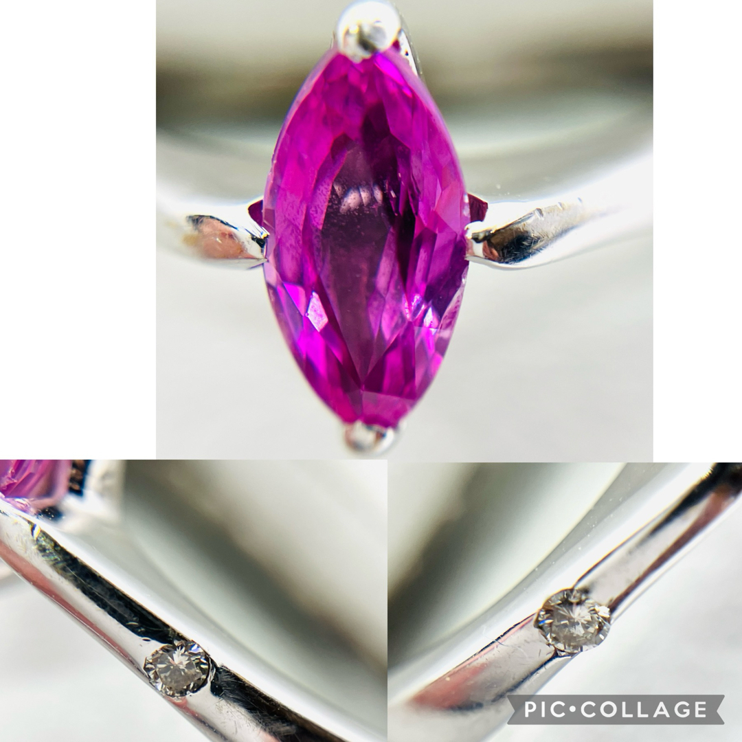 K18WG ダイヤモンド付 天然 ピンクサファイア リング ノーブル鑑別カード付 レディースのアクセサリー(リング(指輪))の商品写真