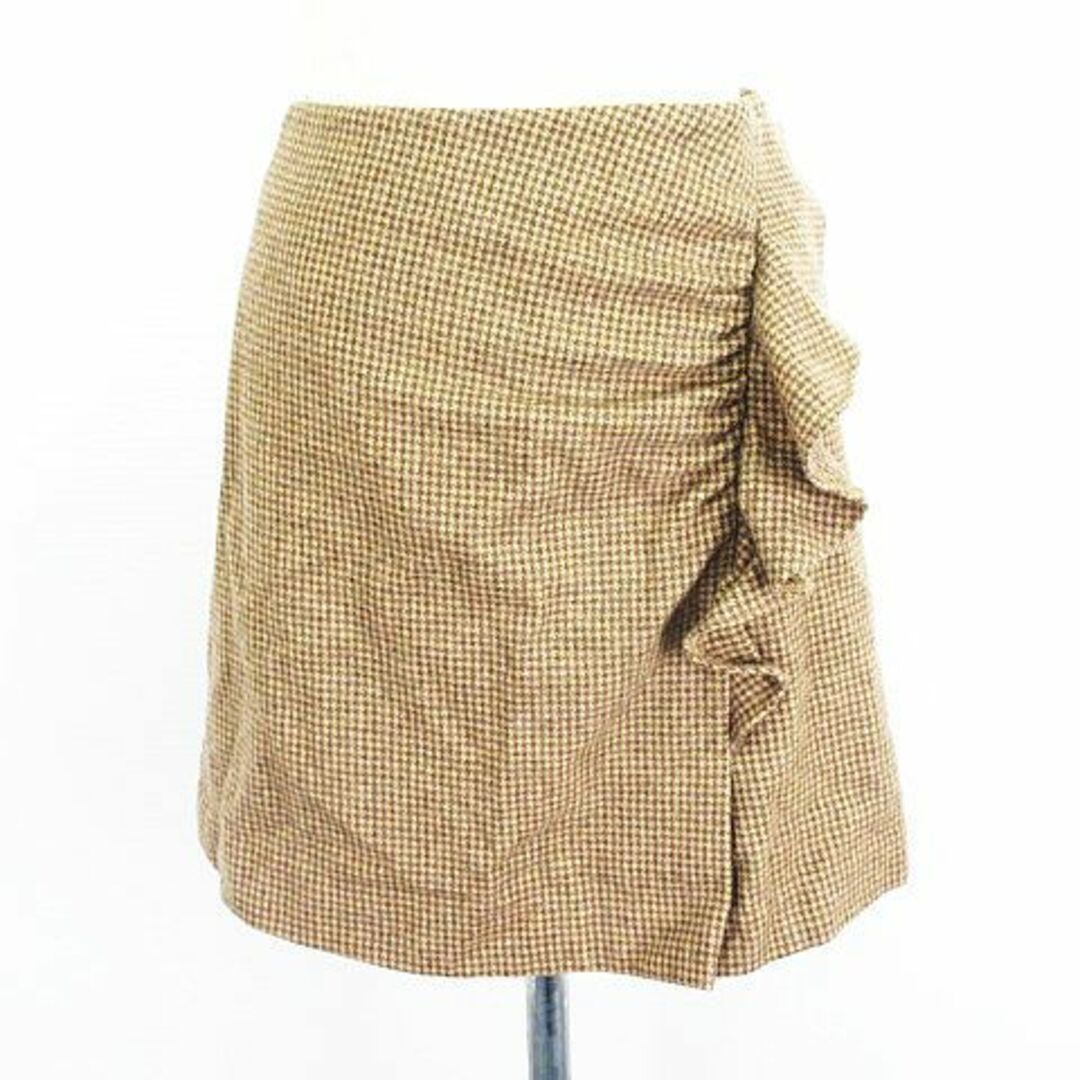 MERCURYDUO(マーキュリーデュオ)のマーキュリーデュオ スカート ミニ丈 台形 千鳥格子 フリル S ブラウン レディースのスカート(ミニスカート)の商品写真