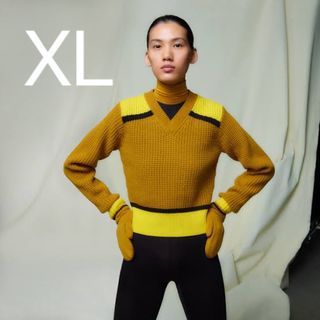 ユニクロ Vネック ニット/セーター(レディース)(イエロー/黄色系)の