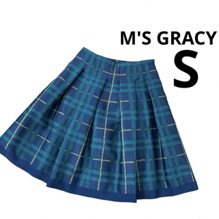 エムズグレイシー(M'S GRACY)のエムズグレイシー　スカート　フレア　プリーツ　チェック(ひざ丈スカート)