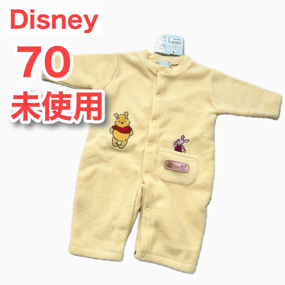 くまのプーさん(クマノプーサン)の未使用 タグ付き Disney ディズニー プーさん フリース ロンパース キッズ/ベビー/マタニティのベビー服(~85cm)(ロンパース)の商品写真