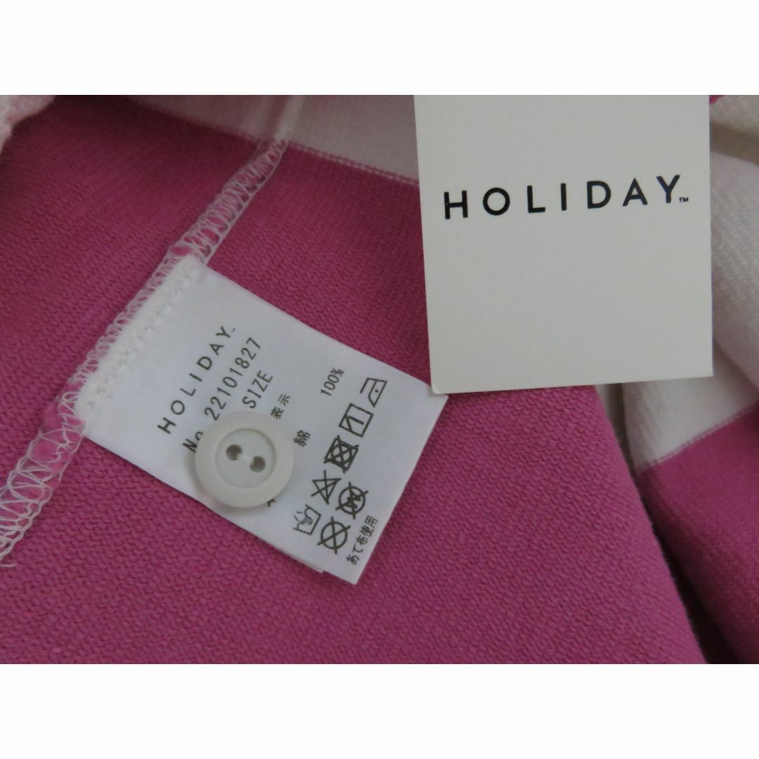 holiday(ホリデイ)の定価3.9万 新品 HOLIDAY RUFFLE RUGBY SHIRT ピンク レディースのトップス(カットソー(長袖/七分))の商品写真