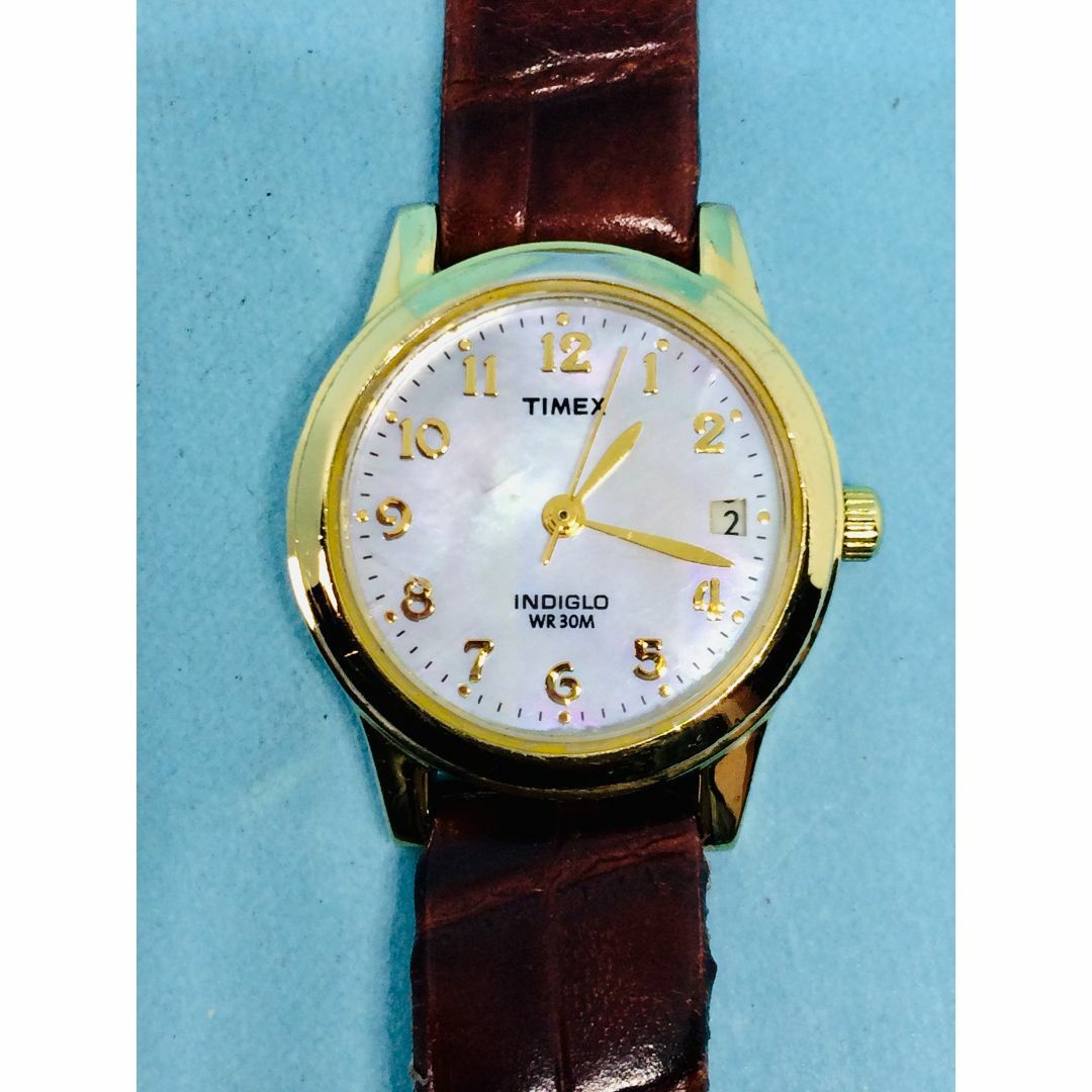 TIMEX(タイメックス)のE03）USA(*'▽')TIMEXディト電池交換シェル文字盤ゴールドレディス レディースのファッション小物(腕時計)の商品写真