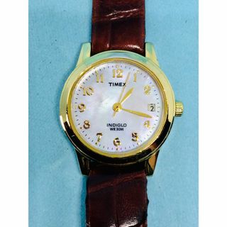 タイメックス(TIMEX)のE03）USA(*'▽')TIMEXディト電池交換シェル文字盤ゴールドレディス(腕時計)