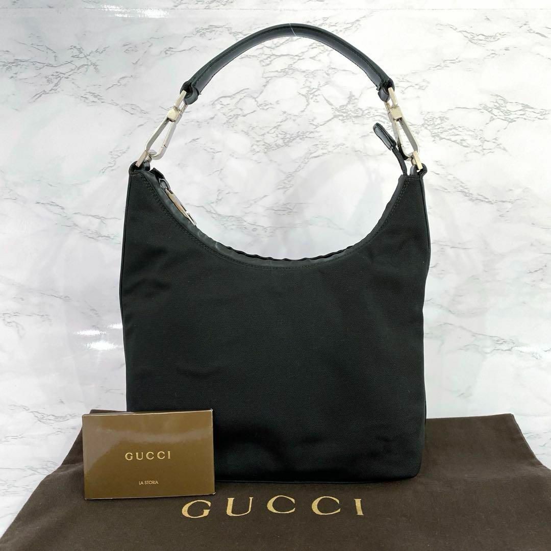 Gucci(グッチ)のグッチ GUCCI ハンドバッグ レザー ナイロン ブラック 黒 レディースのバッグ(トートバッグ)の商品写真