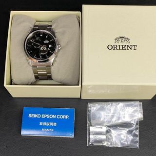 オリエント(ORIENT)の極美品【稼働品】ORIENTオリエント　サン＆ムーン　ブラック　シルバー　自動巻(腕時計(アナログ))