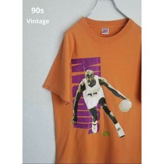 ナイキ(NIKE)の90S　NIKE マイケルジョーダン 舌出しフォトプリ　USA製 　L 当時物(Tシャツ/カットソー(半袖/袖なし))