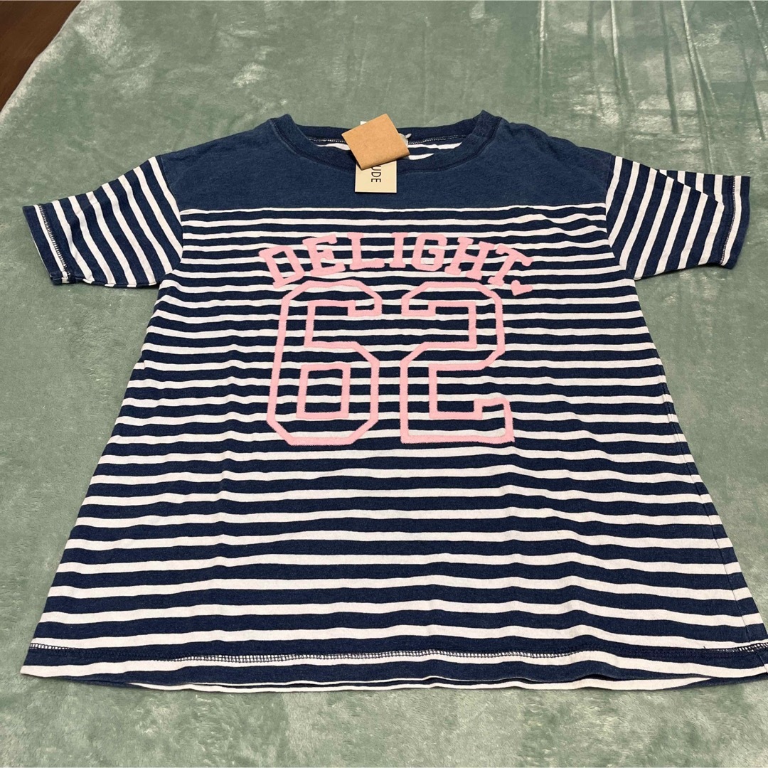 しまむら(シマムラ)のオーバーサイズ　ボーダーTシャツ　140 キッズ/ベビー/マタニティのキッズ服女の子用(90cm~)(Tシャツ/カットソー)の商品写真