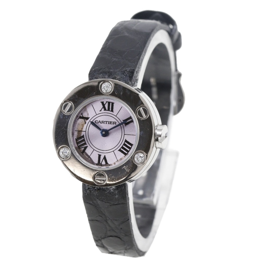 Cartier(カルティエ)の【CARTIER】カルティエ ラブウォッチ WE801231 K18ホワイトゴールド×クロコダイル×ダイヤモンド 黒 クオーツ レディース ピンク文字盤 腕時計 レディースのファッション小物(腕時計)の商品写真