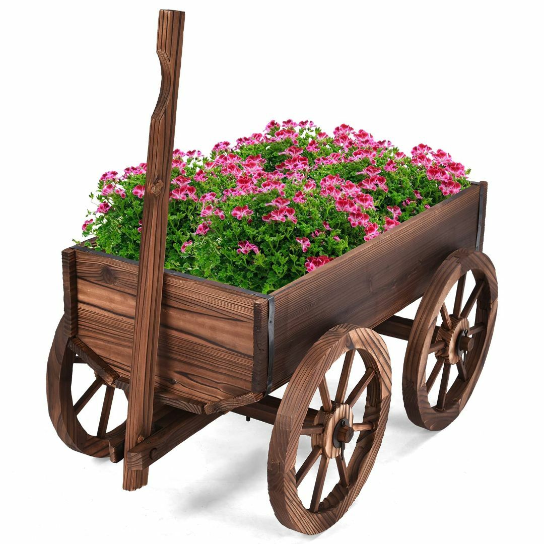 TANGKULA 馬車プランター 植木鉢 鉢 プランター 可移動 花台 鉢植えその他