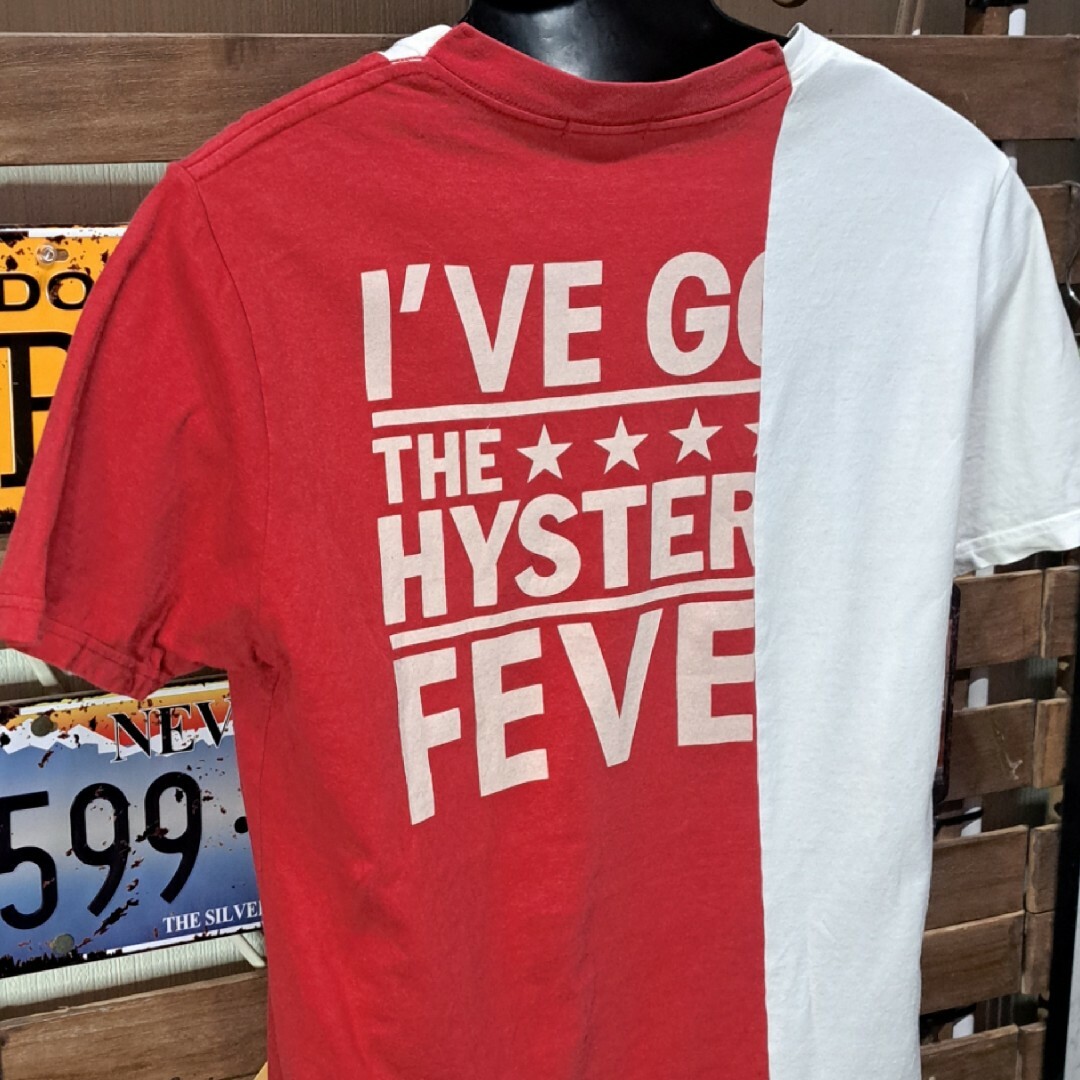 HYSTERIC GLAMOUR(ヒステリックグラマー)のヒステリックグラマー　ドッキング　リメイク　半袖Tシャツ　レッド　ホワイト メンズのトップス(Tシャツ/カットソー(半袖/袖なし))の商品写真