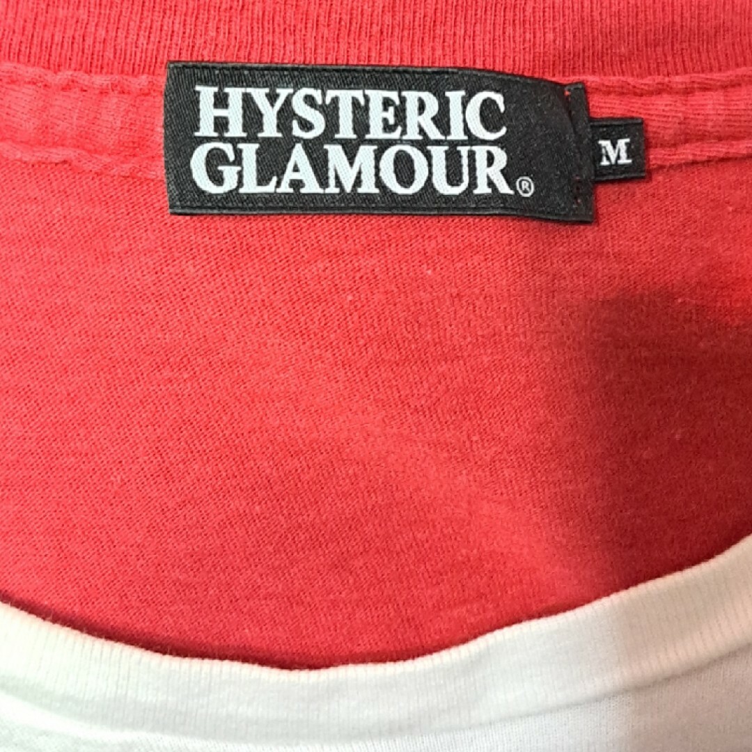 HYSTERIC GLAMOUR(ヒステリックグラマー)のヒステリックグラマー　ドッキング　リメイク　半袖Tシャツ　レッド　ホワイト メンズのトップス(Tシャツ/カットソー(半袖/袖なし))の商品写真