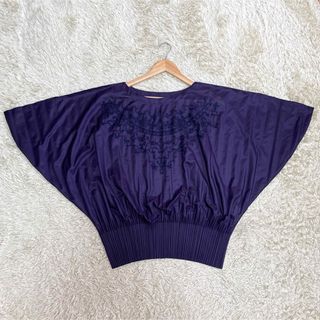 PLEATS PLEASE ISSEY MIYAKE - 美品　L相当　プリーツプリーズ　カットソー　刺繍　半袖　パープル　サイズ3