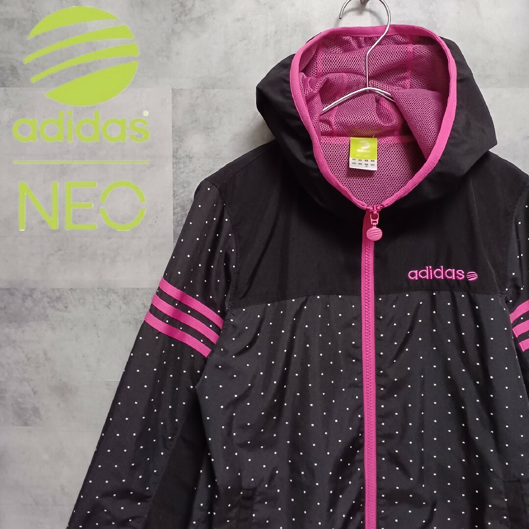 adidas(アディダス)のadidasNEO アディダスネオ レディースウィンドブレーカー M ブラック レディースのジャケット/アウター(ナイロンジャケット)の商品写真